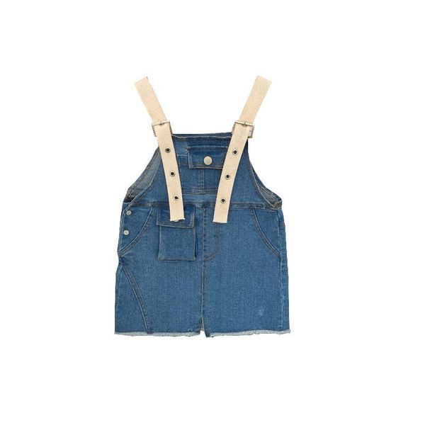 

5 6 y toddler girls skirts korean fashion denim strap skirt for girl kids clothing 2021 summer high quality, Blue