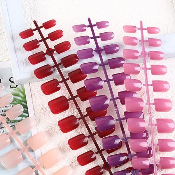 

fake nails tips acrylic false nail natural artificial full cover 12 sizes1, Red;gold