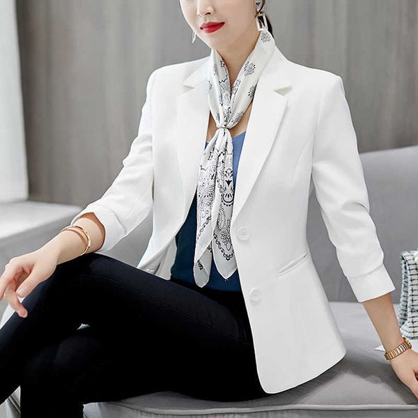 Venda branco branco mulheres blazers e jaquetas novo outono inverno moda botão duplo blazer feminino mola senhoras feminino x0721