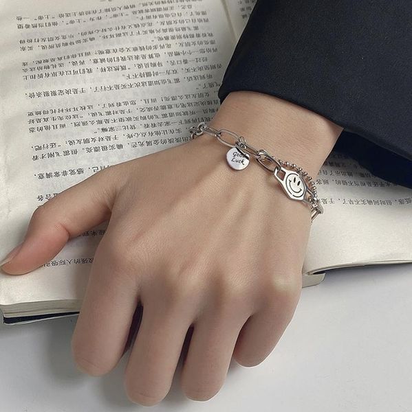 

beaded, strands titanium steel non-fading bracelet men's and women's letter pendant bracelets charm mens pulseras, Black