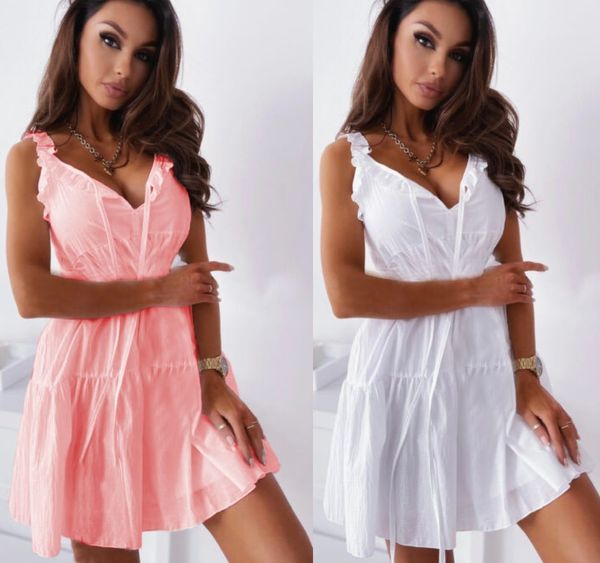 

women's dresses 2021 summer sling skirt, ruffle and cake, Black;gray