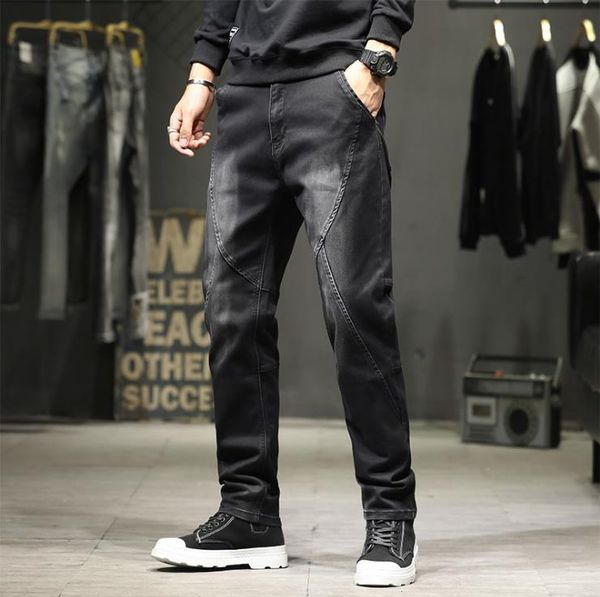 

plus size 42 jeans mens baggy cowboy pants hip hop tide spring autumn denim trousers casual men's black jean men clothing, Blue