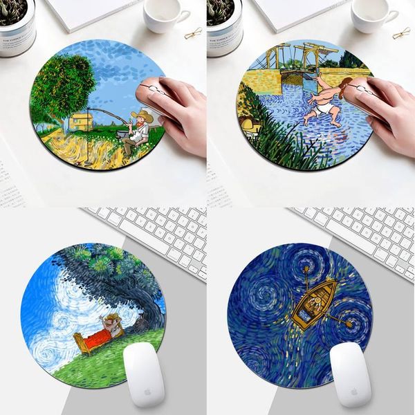 

mouse pads & wrist rests life of vincent van gogh art durable deskmousepad round desk gamer gaming mat for pc lappad