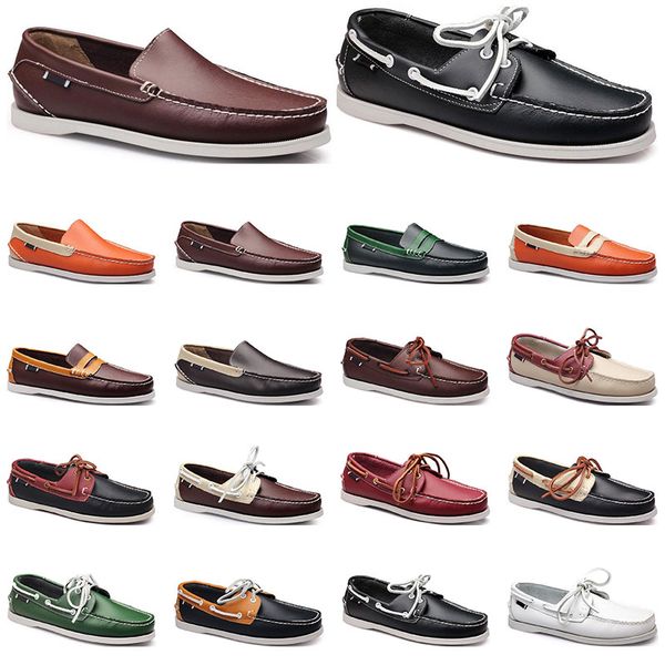 

womens sneakers sailing shoe mens casual leather shoes black white red green orange brown outdoor trainers size 38-45 thirty three