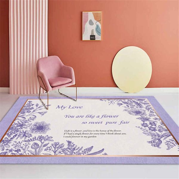 

carpets nordic style purple floral rug bedroom large living room kawaii girl carpet chair mat anti-slip korean decor