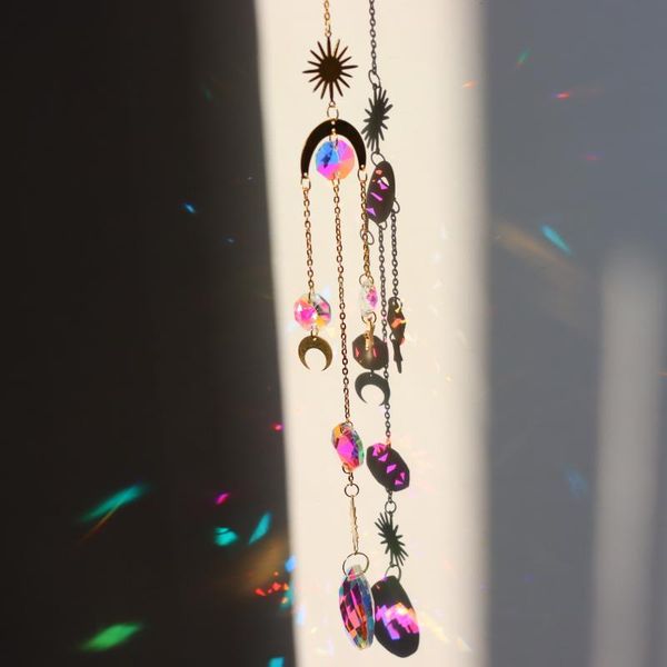

charms sun catchers with crystal pendant light catcher rainbow maker hanging chaser wind chimes home garden decoration, Bronze;silver