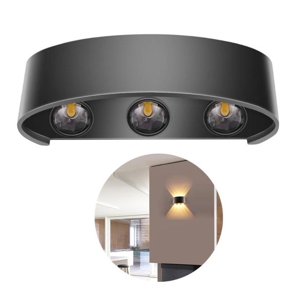 

wall lamp indoor damp proof arch for home (black warm white 6w)