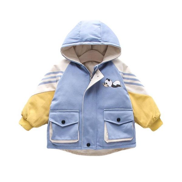 

jackets autumn winter baby boys girls clothes children fashion thick hooded coat toddler casual costume infant jacket kids outerwear, Blue;gray