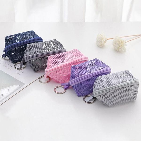 

pc mini travel makeup bag portable mesh zipper cosmetic breathable make up puff washing organizer bags & cases