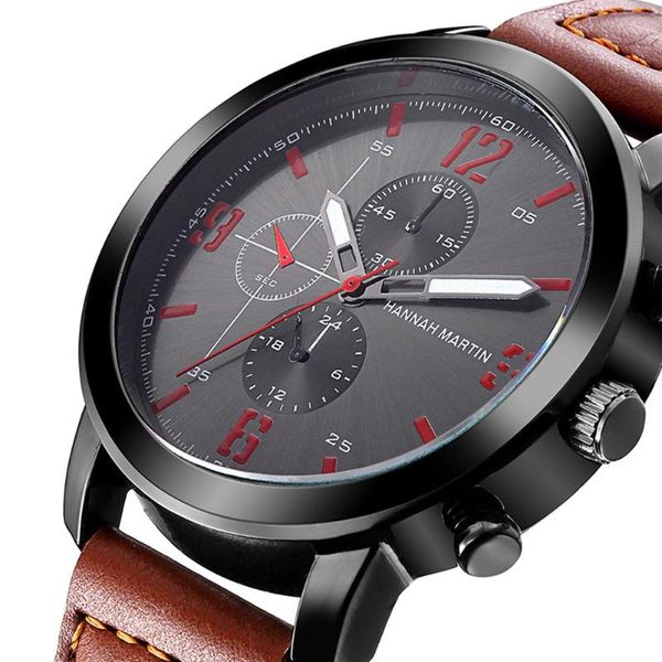 

wristwatches mens watches fashion waterproof sport wrist watch chronograph quartz military genuine leather relogio masculino, Slivery;brown