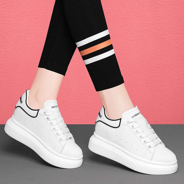 

casual shoes golden rabbit leather small white shoes women's 2021 spring new leisure sports inner high net red 11069, Black
