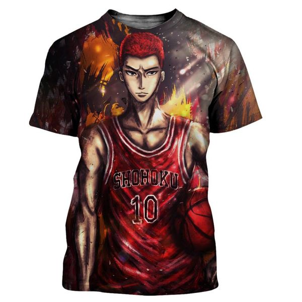 

men's t-shirts 2021 anime slam men/women fashion cool 3d printed casual harajuku style tshirt streetwear oversize, White;black