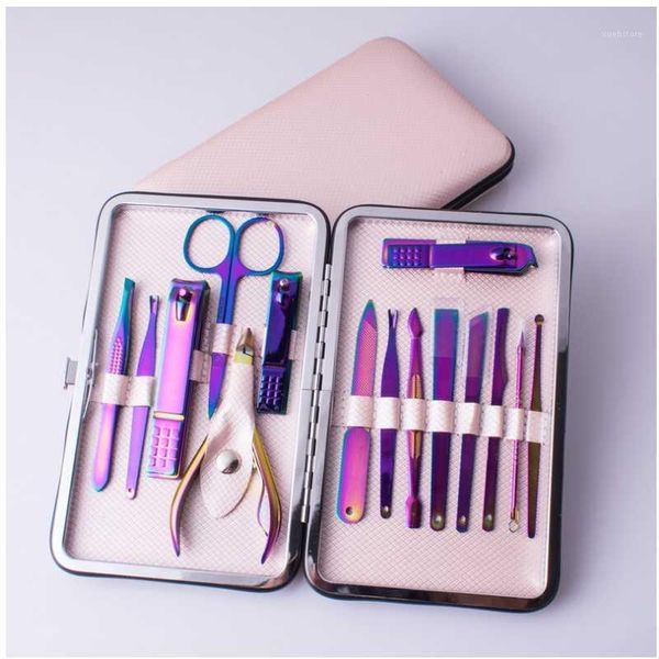 

stainless steel nail set colorful beauty pedicure knife manicure eyebrow scissors care tool personal cleaning tools1