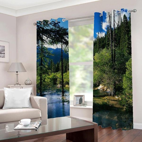 

curtain & drapes custom curtains for living room green forest creek landscape art pos bedroom home decor sets