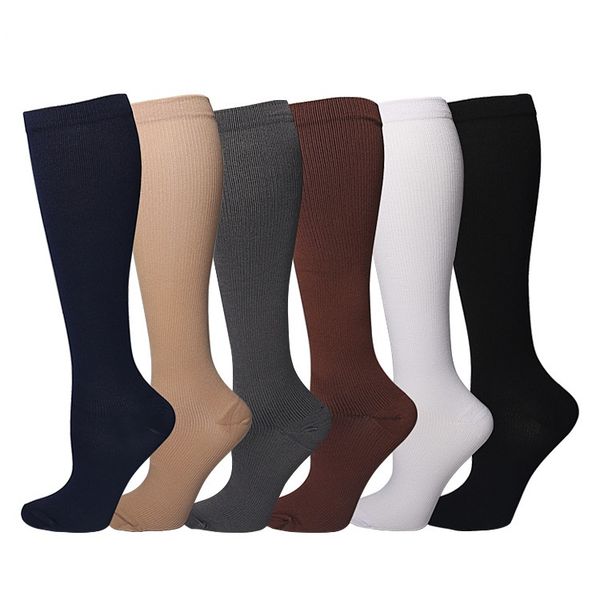

compression stockings men women hiking running socks 15-25 mmhg varicose veins marathon sports sock ankle support, Black