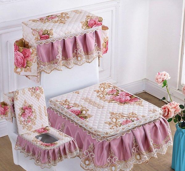 

toilet seat covers fyjafon 3pcs cover blue rectangle printed decorative closestool tank with storage bags
