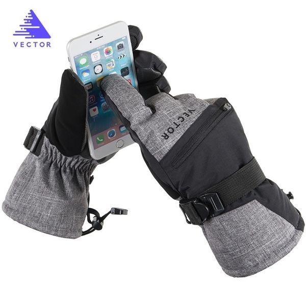 Guanti riscaldati da sci Impermeabili Uomo Sci adulto Snowboard Motoslitta Accessori per attrezzi Inverno Neve Tasca per carte touch screen generale 220106