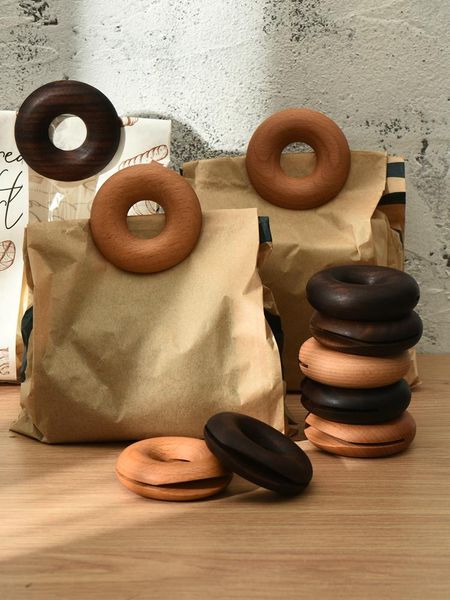 

bag clips 1pc wooden donut sealing clip walnut food tea snack kitchen tools