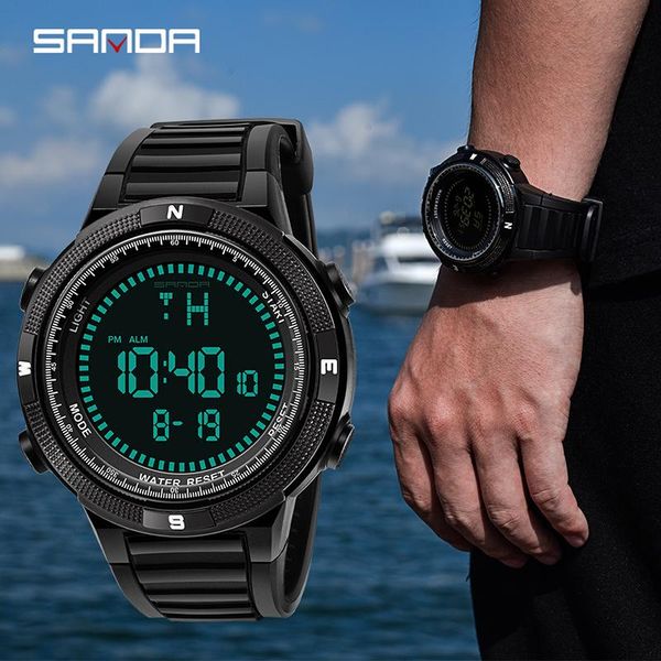 

wristwatches sanda mens sports watches dive 30m digital led watch men fashion casual electronics relojes, Slivery;brown