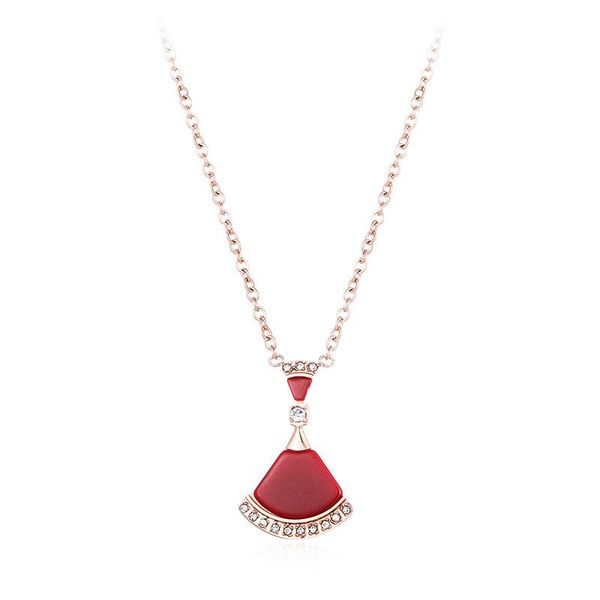 

pendant necklaces 18kgp scallop skirt zircon titanium steel necklace fashion 316l stainless jewelry for women (kgn004), Silver