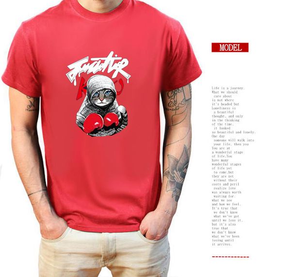 

factoryjhov boxing better sale new arrival mens cat cartoon t shirt summer 3d printed short sleeve tees 12 colors unisex, White;black