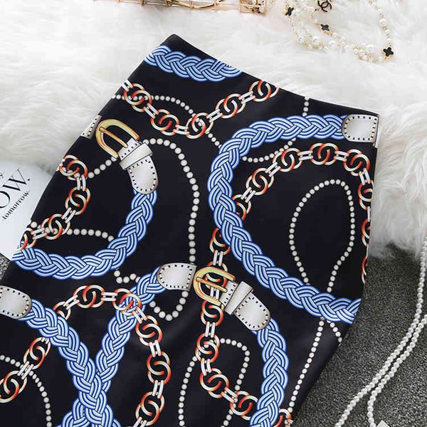 

casual dresses womens pencil skirt summer graffiti fashion chain print high waist stretch ladies slim skirts large size female falda qjog, Black;gray