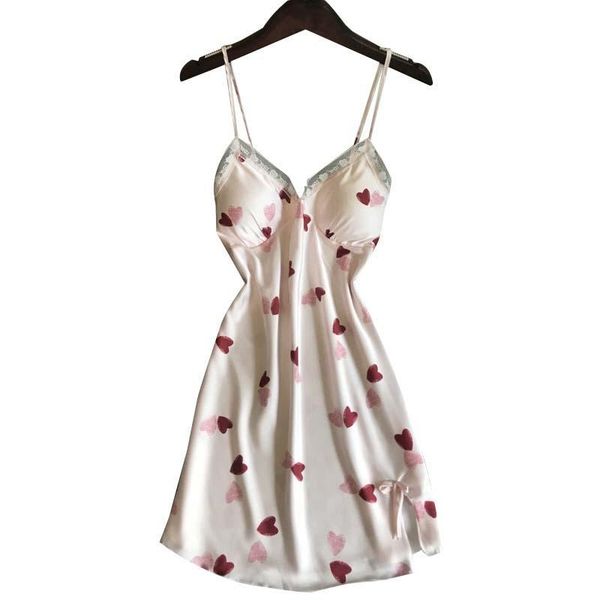 

women's sleepwear summer ladies silk satin sling dress solid color v-neck soft & comfort sleep poplin thin lace homewear, Black;red