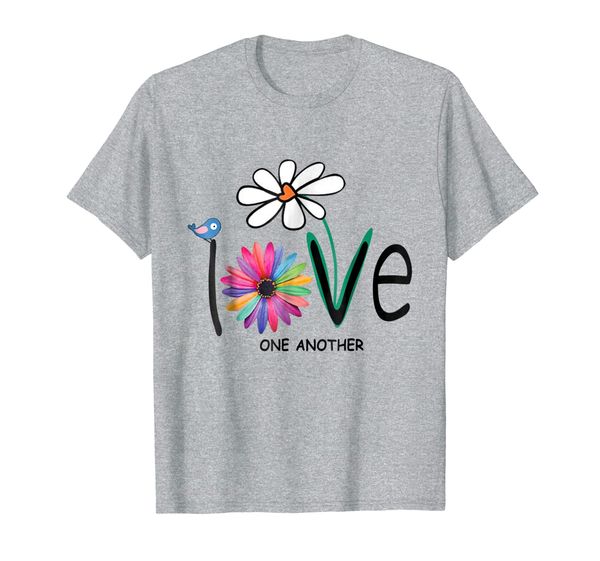 

love one another daisy bird hippie flower gift t shirt, White;black