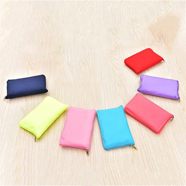 

storage bags environmental tote handbag solid color polyester folding reusable cartoon bag for women girls travel shoulder shopping