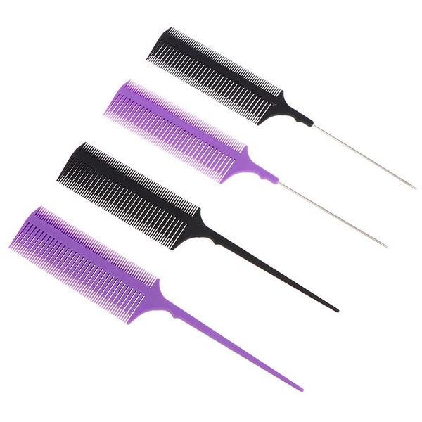 

hair brushes 1pc profession dyeing comb brush for hairdressing weave tail pro-hair weaving cutting combs, Silver