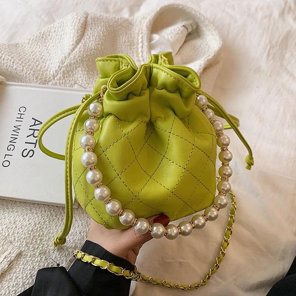 

shoulder bags mini pu leather crossbody bag with short pearl belt for women 2021 chain purses and handbags female travel fashion
