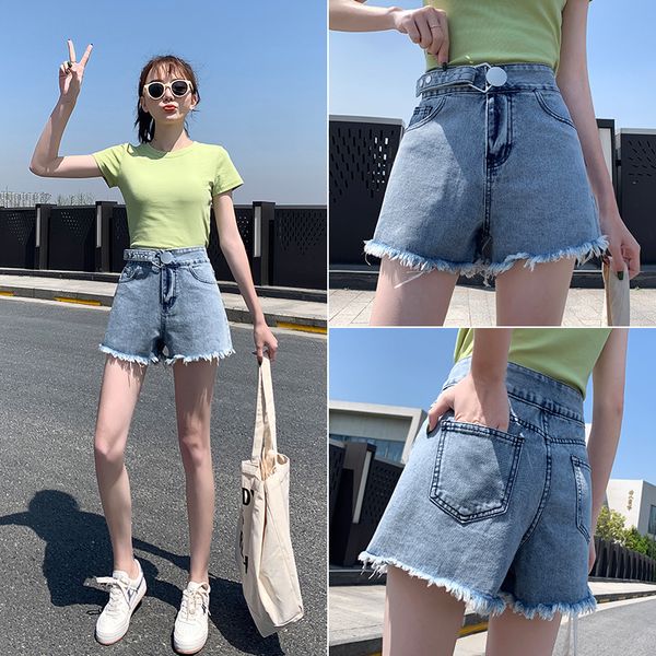 

women's shorts summer 2021 fashionable high waist slim loose wide leg net red a-line elegant pants, White;black