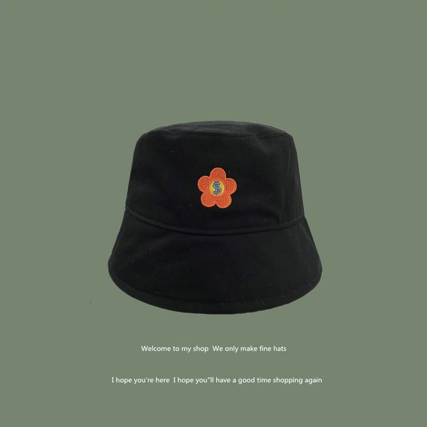 

designer little fresh and lovely flower embroidered bucket basin hat, Blue;gray