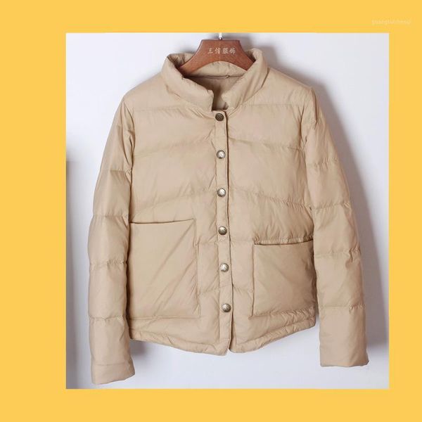 

women's down & parkas 2021 women 80% white duck coat sutumn winter high collar ultra light jacket streetwear single breasted, Black