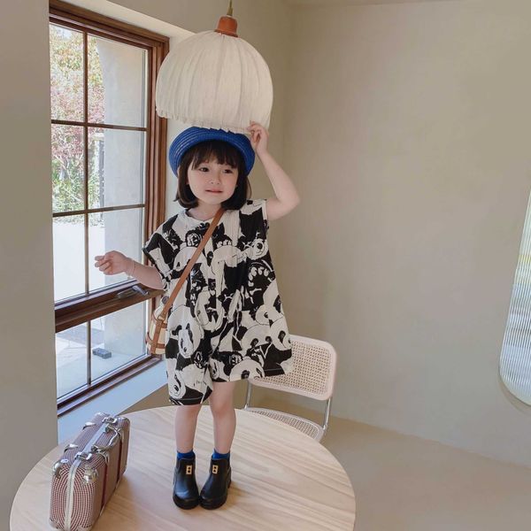 

summer fashion loose panda short sleeve bodysuits thin cool coveralls boys and girls one-pieces 210722, Blue
