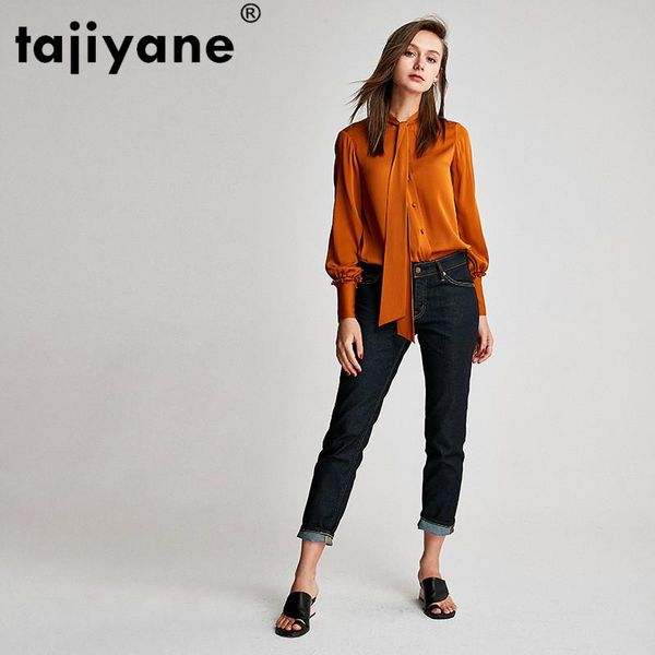 

women's shirt 100% real pure silk blouse women blouses for clothes 2021 korean elegant spring summer ol shirts zt2249 &, White