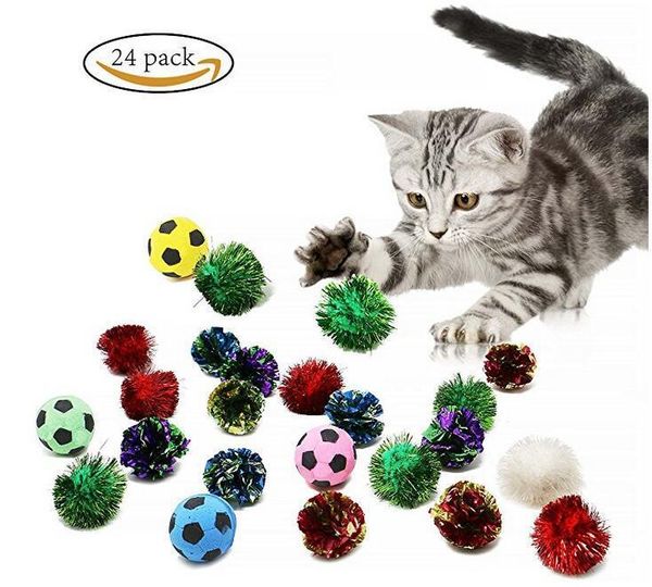 

usd0.2/pc cat toys pack 24pcs kitten playing ball gift bag