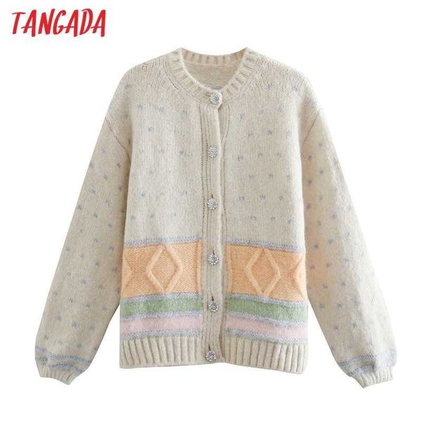 

tangada women twist jersey buttons cardigan vintage jumper lady oversized knitted cardigan coat 3h134 210609, White;black