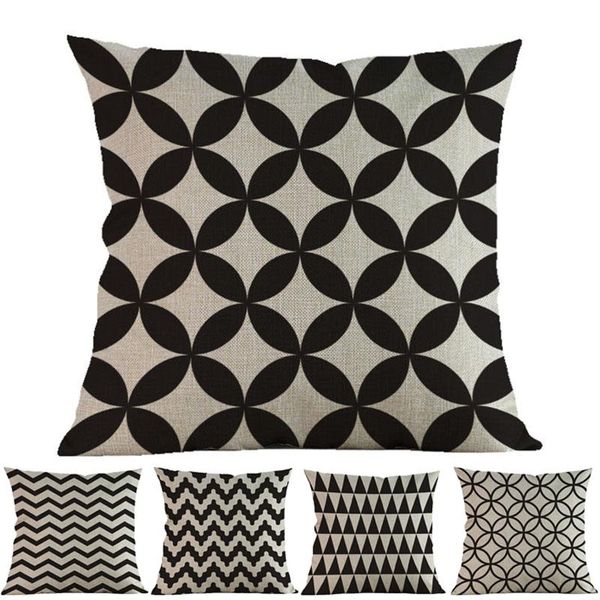 

cushion/decorative pillow geometric linen black geometry wave line rhombus case cushion cover el office bar car sofa covers