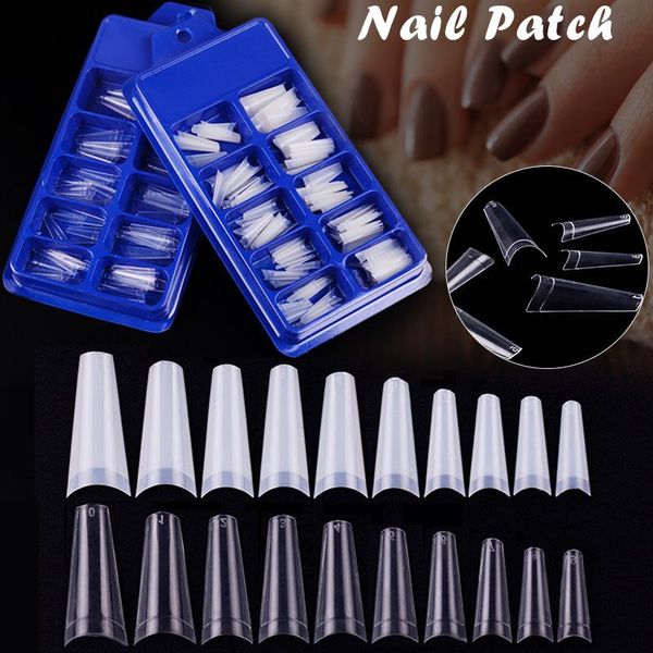 

nail art kits no-crease clear long ballerina nails full cover false for diy girl women