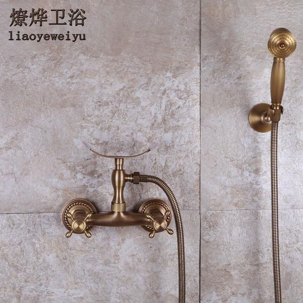 

bathroom antique shower set bath head continental cold blue-and-white porcelain with the simple copper sets