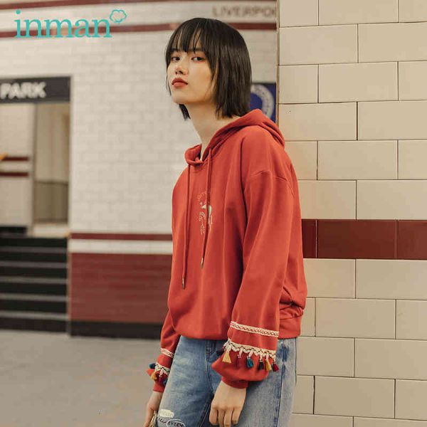 

women's hoodies & sweatshirts hoodies spring autumn comfortable cotton drawstring print patchwork tassel decoration pullover sweatshirt, Black