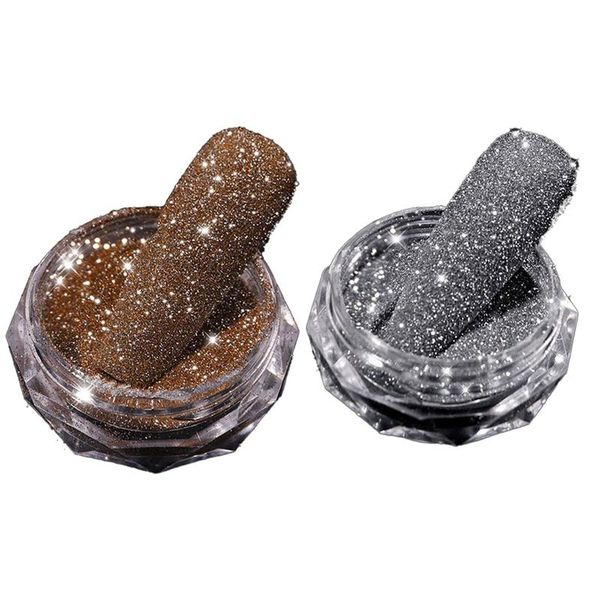 

nail glitter 2 pcs fine crystal diamond drilling powder fragment acrylic art decoration, 5 silver & golden, Silver;gold