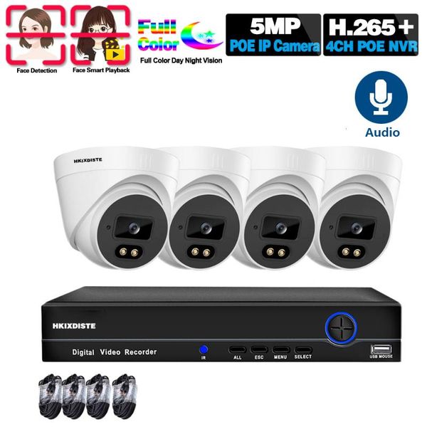 

wireless camera kits 4ch 5mp ip cctv security system kit poe nvr 4k outdoor color night vision dome video surveillance set xmeye