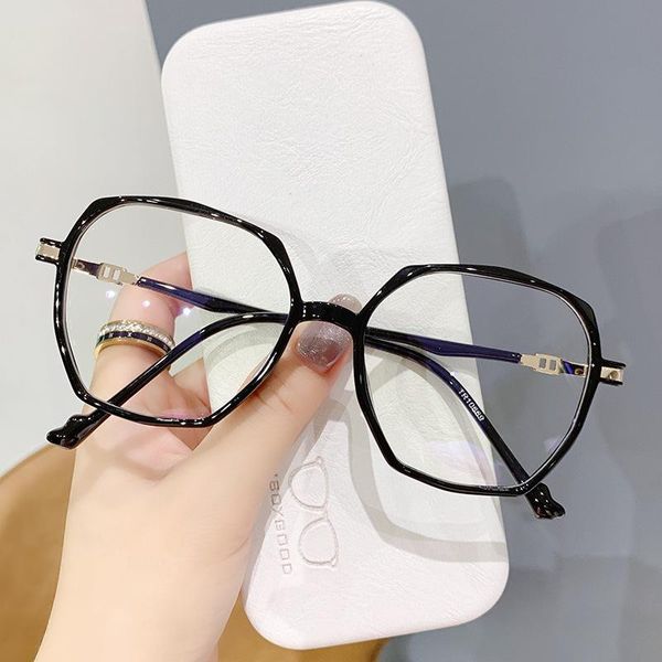 

sunglasses anti-blue glasses female fashion street pography plain frame flat mirror can be equipped with myopia, White;black