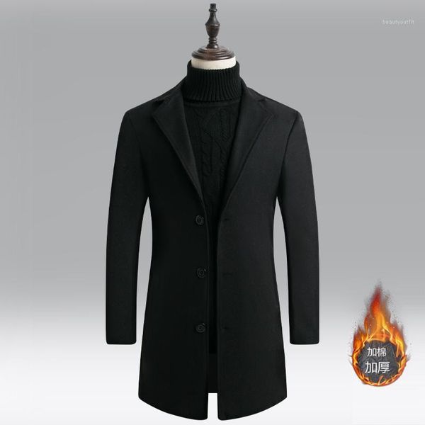 

men's trench coats fashion 2021 plus size 5xl thick mens winter long single button solid mans coat cashmere, Tan;black