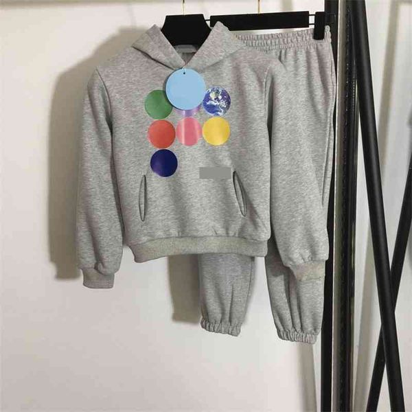 

2020 winter new earth print hooded pullover + elastic waist casual pants baby suit, Black