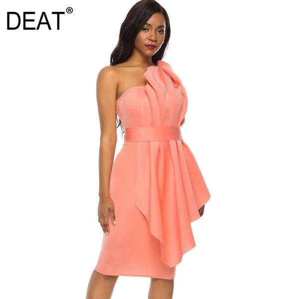 

women pink irregular big size ruffles sling dress strapless sleeveless loose fit fashion tide summer 7d0018 210421, Black;gray