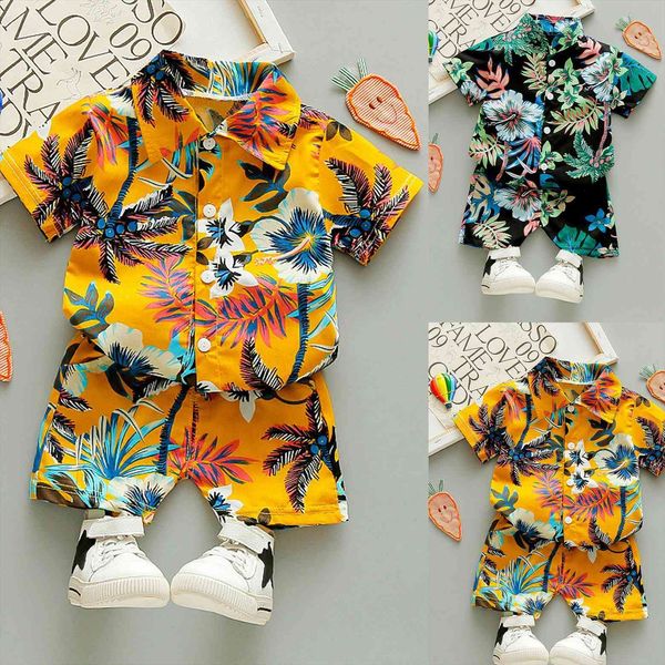 

summer toddler baby boy clothes sets shorts hawaiian outfit,infant kid leave floral short sleeve shirt suits, White