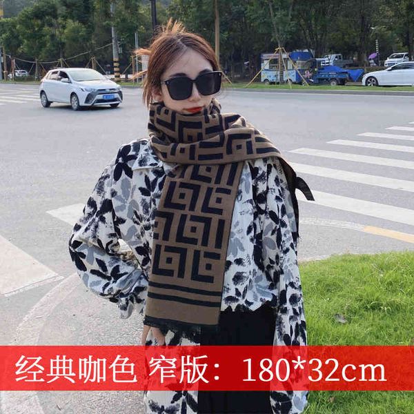 

the new design scarf women's winter 32 wide letter double-sided net red versatile korean classic imitation cashmere warm bib, Blue;gray